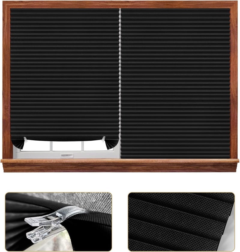Jlong Cordless Blackout Pleated Fabric Shade Window Shades Blinds Darkening Temporary Light Filtering Pleated Paper Shade Easy to Install and Cut for Home Bedroom Office Windows HxW (71" x 35") - Image 3